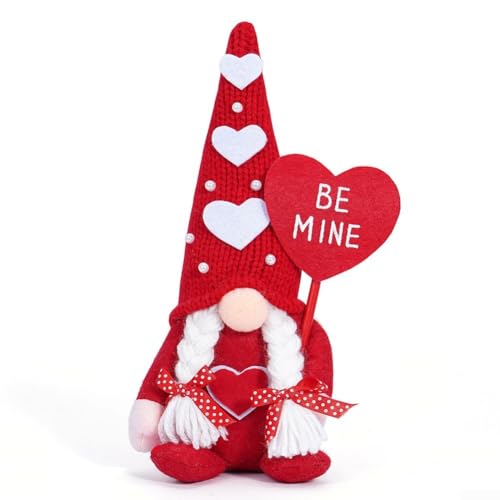 Valentinstag Zwerg Zwerg Figur Dekoration Ornament entworfen für saisonale Heimtische, Regale und Fenster (Damen) von Opatiny