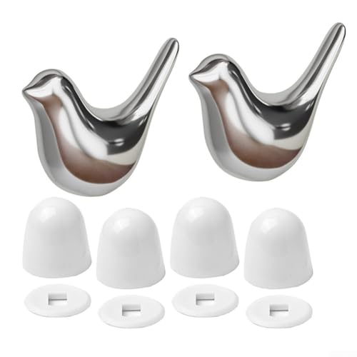 WC-Bolzenabdeckungen mit 2 Packungen Porzellanvögeln und 4 Unterlegscheiben für ein stilvolles Finish (Silber) von Opatiny