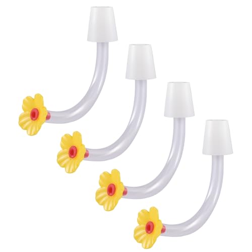 Opdestn Futterstation Stopfen | 4 Stück Futterröhrchen Mit Blüten Spitze,Vielseitige Futteröffnungen Mit Tropfsicherer Spitze von Opdestn