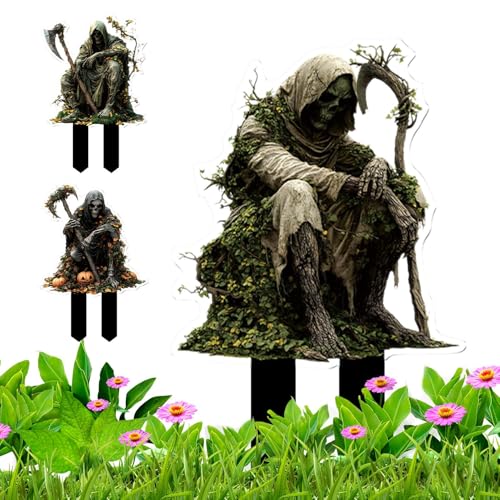 Opdestn Halloween Garten-Stakes - Dekorative Gartenstäbe Für Halloween-Deko - 2D Grusel Party Deko Außendekoration Für Rasen Terrasse Weg Garten von Opdestn