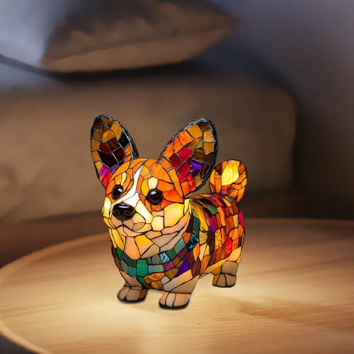 Opdestn LED Lampe, Katzenlampe, Nachtlicht Katze und Hund, LED Katzenlampe, Handgefertigte Harz Nachttischlampe, Art Night Light, Wohndeko für Hundeliebhaber & Tierische Schlafzimmerbeleuchtung von Opdestn