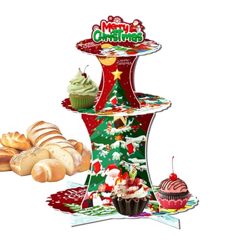 Opdestn Muffin Ständer | 3 Etagen Weihnachts Dessert Süßigkeiten Platte,Festliches Präsentiergestell für Feiern Feste Veranstaltungen,Party Festessen Veranstaltung von Opdestn