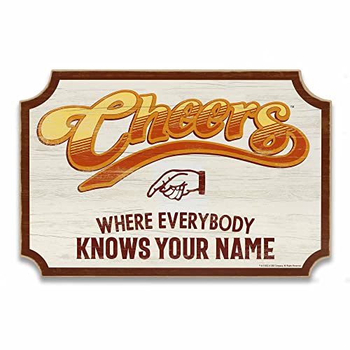 Open Road Brands Wanddekoration aus Holz mit Aufschrift "Cheers Where Everybody Knows Your Name" – lustiges Schild für Heimdekoration von Open Road Brands