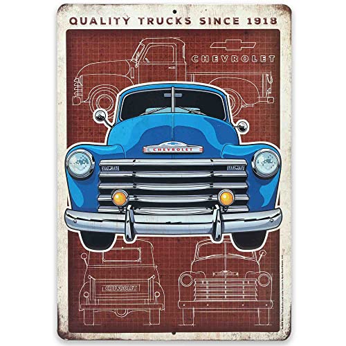 Chevrolet Truck Schematisches Metallschild – Vintage Chevy Schild für Garage oder Man Cave von Open Road Brands