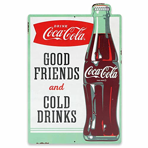 Coca-Cola Good Friends Cold Drinks Metallschild - Vintage Coca-Cola Schild mit klassischer Coca-Cola-Flasche für Küche, Esszimmer oder Männerhöhle von Open Road Brands