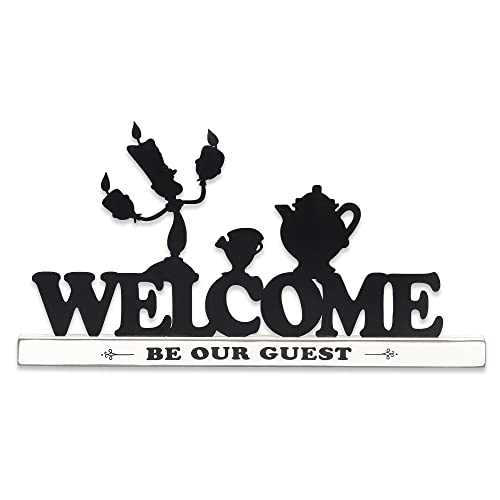 Disney Die Schöne und das Biest Welcome Be Our Guest Tischdekoration, Lumiere, Chip und Mrs. Potts Metall-Silhouetten auf weißem Holzsockel im Used-Look Disney Die Schöne und das Biest Welcome Be Our Guest Tischdekoration, Lumiere, Chip und Mrs. Potts Metall-Silhouetten auf weißem Holzsockel im Used-Look von Open Road Brands