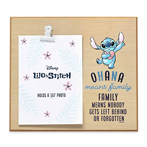 Disney Lilo and Stitch Ohana Means Family Holz-Foto-Clip-Rahmen für 12,7 x 17,8 cm Bilder – niedlicher Stich-Fotorahmen für Zuhause von Open Road Brands