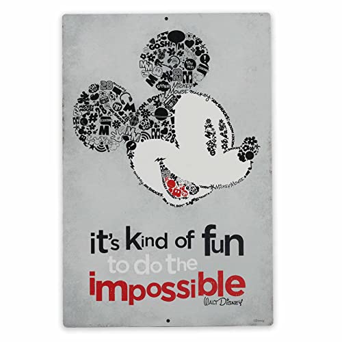Disney Mickey Mouse Do the Impossible geprägtes Metallschild – Vintage-Micky-Maus-Wandkunst mit inspirierendem Walt Disney-Zitat Disney Mickey Mouse Do the Impossible geprägtes Metallschild – Vintage-Micky-Maus-Wandkunst mit inspirierendem Walt Disney-Zitat von Open Road Brands