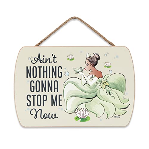 Disney Prinzessin und der Frosch Tiana Wanddekoration zum Aufhängen aus Holz – Ain't Nothing Gonna Stop Me Now – Lustiges, inspirierendes Tiana-Schild von Open Road Brands