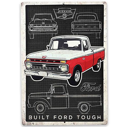 Ford Truck Schematisches Metallschild – Vintage Ford Schild für Garage oder Männerhöhle von Open Road Brands
