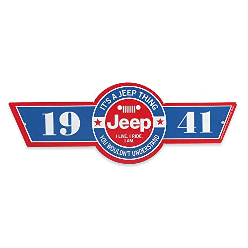 Open Road Brands Jeep-Dekoschild - Rot und Blau, Zinn, Wandmontage, Small, Vintage, Garage von Open Road Brands