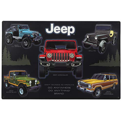 Jeep-Collage geprägtes Metallschild – Vintage-Jeep-Wandkunst für Männerhöhle oder Garage von Open Road Brands