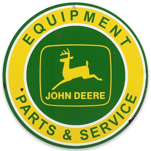 John Deere Equipment Parts and Service Rundes Metallschild – Vintage John Deere Schild für Garage oder Männerhöhle John Deere Equipment Parts and Service Rundes Metallschild – Vintage John Deere Schild für Garage oder Männerhöhle von Open Road Brands