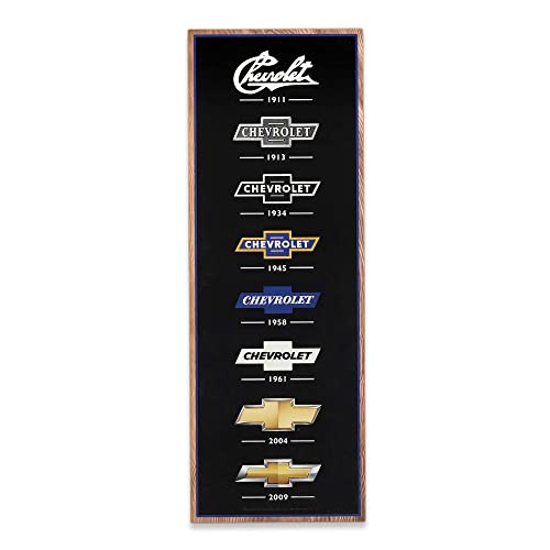 Open Road Brands Chevrolet Logo Evolution vertikale Wanddekoration aus Holz, gro?, 21,4 x 61,4 cm, Chevrolet Wandkunst f?r Garage, Gesch?ft oder M?nnerh?hle von Open Road Brands