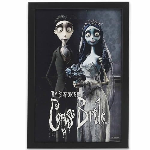 Open Road Brands Corpse Bride Victor und Emily gerahmte Wanddekoration aus Holz – gerahmtes Bild für Filmzimmer oder Halloween-Dekoration von Open Road Brands