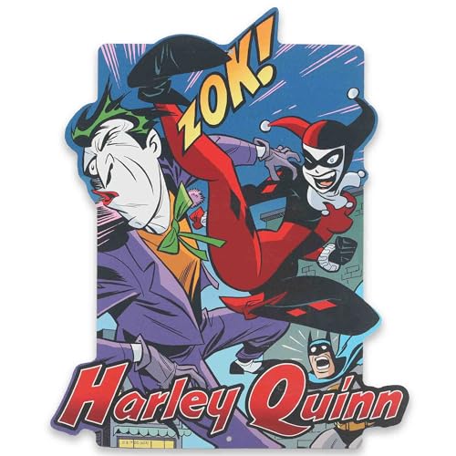 Open Road Brands DC Comics Harley Quinn und Joker Metallschild – Vintage Harley Quinn Wanddekoration für Männerhöhle, Jugendzimmer oder Filmzimmer von Open Road Brands