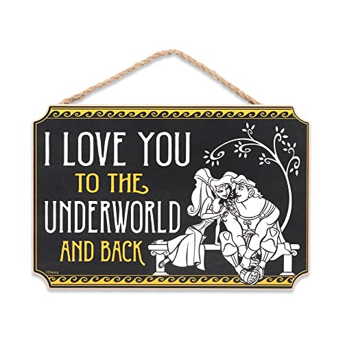 Disney Hercules Wanddekoration aus Holz zum Aufhängen, "I Love You To The Underworld and Back", Hercules-Wandkunst für Schlafzimmer oder Filmzimmer von Open Road Brands