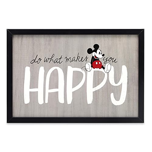 Open Road Brands Disney Mickey Mouse Do What Makes You Happy Gerahmte Wanddekoration aus Holz – für Schlafzimmer, Spielzimmer oder Wohnzimmer von Open Road Brands