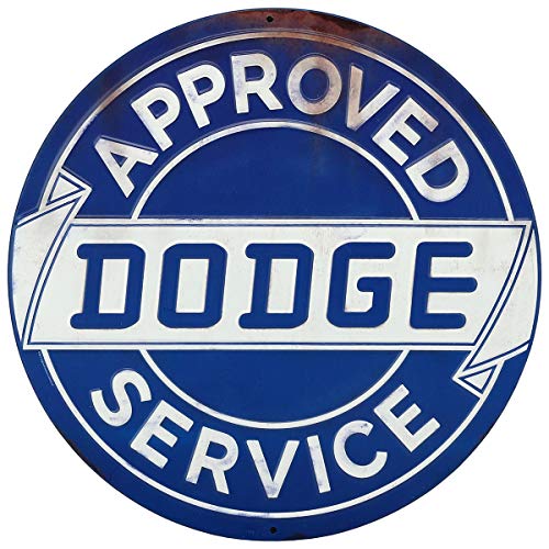 Open Road Brands Dodge Approved Service Rundes geprägtes Metallschild – Vintage-Schild für Garage oder Männerhöhle von Open Road Brands