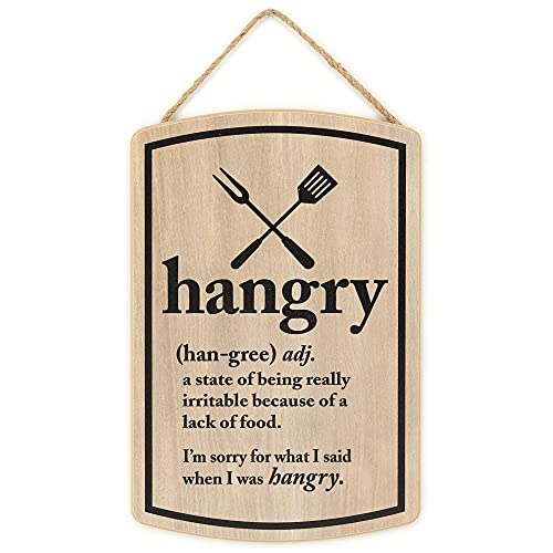 Hangry Definition Holz-Wanddekoration – lustiges Hängeschild für Küche – I'm Sorry For What I Said When I Was Hangry von Open Road Brands