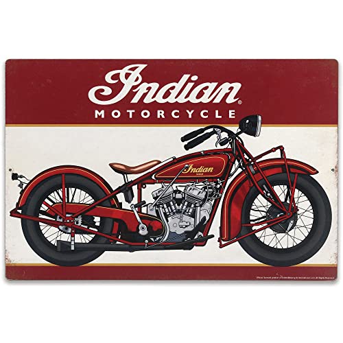 Open Road Brands Indian Motorcycle Company Red Scout Metallschild – Vintage-Schild für Garage, Geschäft oder Männerhöhle von Open Road Brands