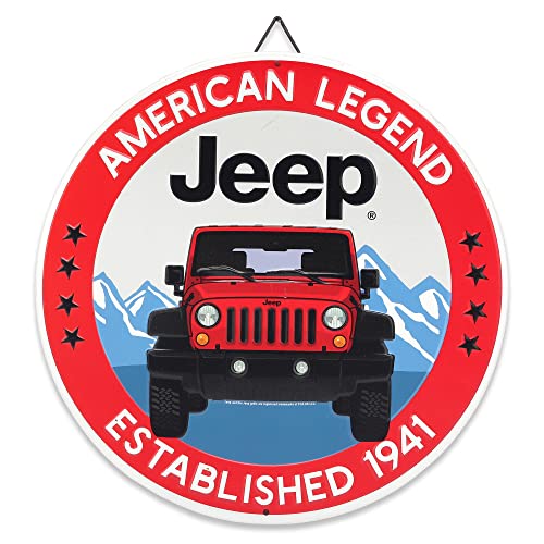 Open Road Brands Jeep Metal Wall Art – Jeep American Legend rundes Metallschild für Männerhöhle, Garage oder Geschäft von Open Road Brands