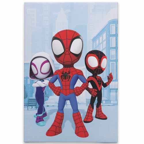 Open Road Brands Marvel Spidey and His Amazing Friends Rooftop City Scene Gallery Wrapped Canvas Wall Decor - Fun Spidey Bild für Zuhause von Open Road Brands