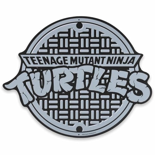 Open Road Brands Teenage Mutant Ninja Turtles Schachtabdeckung, Metall-Wanddekoration, rundes TMNT-Logo, Schild für Kinderzimmer oder Männerhöhle von Open Road Brands