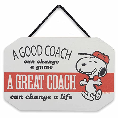 Open Road Brands Peanuts A Great Coach Can Change a Life Hängende Holz-Wanddekoration – lustiges Snoopy-Schild – tolle Geschenkidee von Open Road Brands