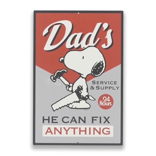 Peanuts Snoopy Dad Can Fix Anything Metallschild - Lustiges Snoopy Wanddekoration für Garage oder Männerhöhle - Tolle Geschenkidee Peanuts Snoopy Dad Can Fix Anything Metallschild - Lustiges Snoopy Wanddekoration für Garage oder Männerhöhle - Tolle Geschenkidee von Open Road Brands