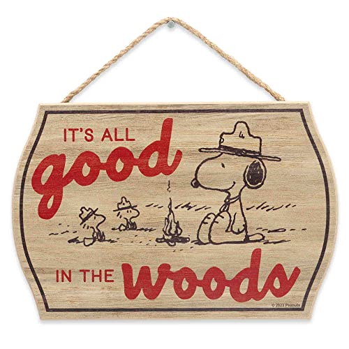 Peanuts Snoopy It's All Good In the Woods Hängende Holz-Wanddekoration – lustiges Snoopy-Schild für Hütte, Seehaus oder Wohnmobil von Open Road Brands