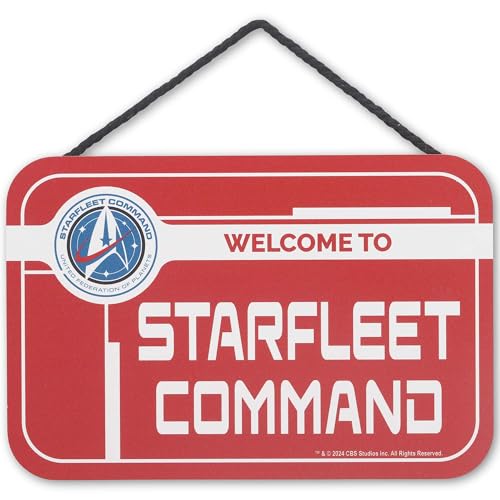 Star Trek Welcome to Starfleet Command Hängende Holz-Wanddekoration – Vintage-Star-Trek-Schild für Männerhöhle oder Filmzimmer von Open Road Brands