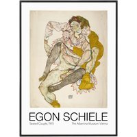 Egon Schiele Sitzendes Paar Ausstellungsplakat, Dekorationsidee, Geschenk Zum Valentinstag, Poster Mit Holzrahmenoptionen von OpenDigitalGallery
