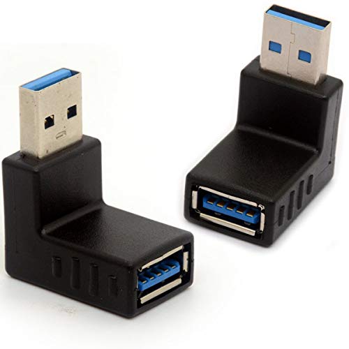 USB-3.0-Adapter, 90 Grad, USB-Stecker-Verlängerung Typ-A-Stecker auf Typ-A-Buchse, Verbindungsstück, 2 Stück (nach oben + nach unten) von OpenII