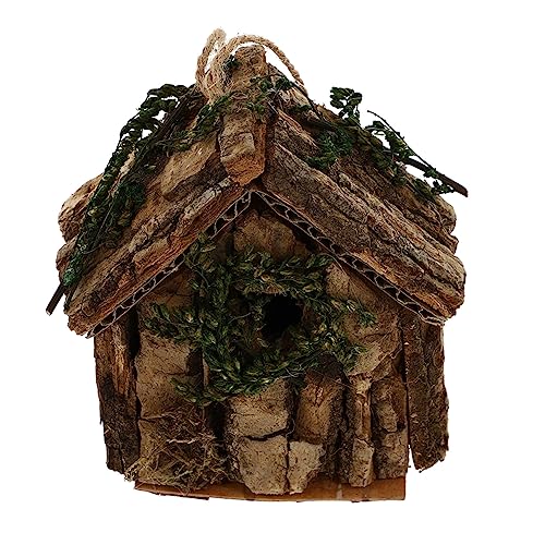 Operitacx 1 STK Kleines Rindenhaus Weihnachten Holzhaus Weihnachtshaus Figur Weihnachtsbaumschmuck Mini-weihnachtshaus Hängende Weihnachtsverzierung Wandbehang Büro Karton Schreibtisch von Operitacx