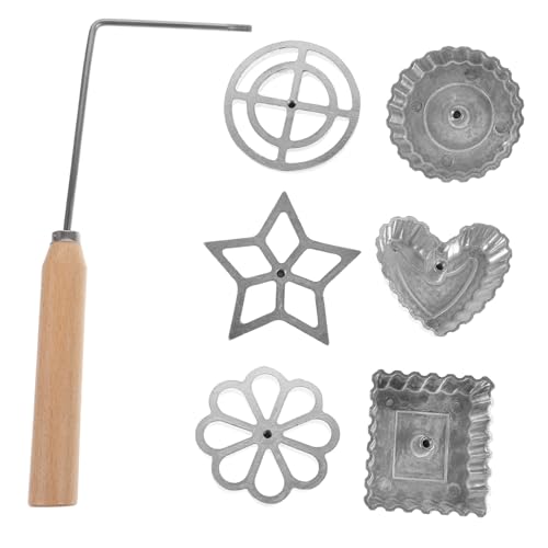 Operitacx 1 Satz Frittierte Formen Rosetten-waffeleisen Rosetten-timbale Waffelform Aus Aluminium Mit Holzgriff Home Brat MOL. Waffelform Rosette Waffeln Aluminiumlegierung Geschirr von Operitacx