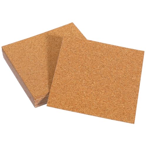 Operitacx 10 Stück Korkfliesen -Selbstkleber korkplatten selbstklebend Selbstklebende korkplatten Untersetzer für Couchtisch Kork Tischsets quadratische Untersetzer aus Kork Hölzern von Operitacx