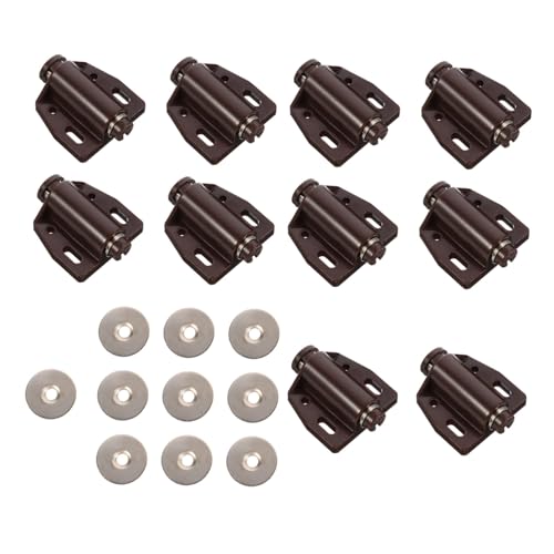 Operitacx 10 Stück Teiliges Braune Möbelschnäpper mit Starkem Magnet für Schrank Möbelflügeltüren Selbstöffnende Magnetschlösser aus Strapazierfähigem für Küche Bad Schlafzimmer und von Operitacx