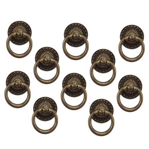 Operitacx 10 Stück Teiliges Vintage Kupfer Schubladengriffe Einzelnes Loch Retro Ring Möbelgriffe für Kommode Schrank Küchenschrank Einfache Montage Komfortabler Griff Klassischer von Operitacx