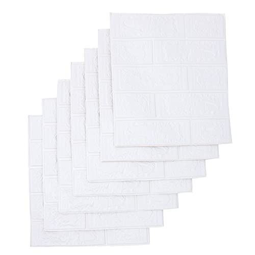 Operitacx 10 Stück Teiliges Wandpaneele Selbstklebend aus Xpe Schaumstoff Wasserdichter Mauer Optik Wandaufkleber Weiße Dekorative Wanddekoration für Wohnzimmer und Schlafzimmer von Operitacx