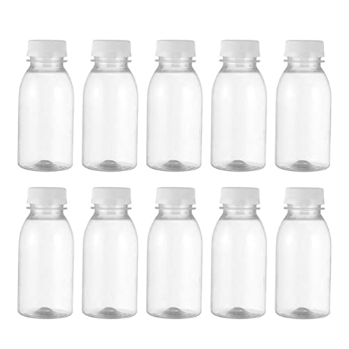 Operitacx 10 leere Saftflaschen, tragbare leere Flaschen, wiederverwendbare transparente Getränkebehälter mit Deckel zum Entsaften, Smoothie, Milch, Trinken, 100 ml von Operitacx