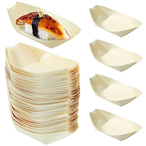 Operitacx 100 Stück Sushi-Boote 5 Zoll Große Sushi-Serviertabletts Aus Holz Für Partys Hochzeiten Und Den Heimgebrauch von Operitacx