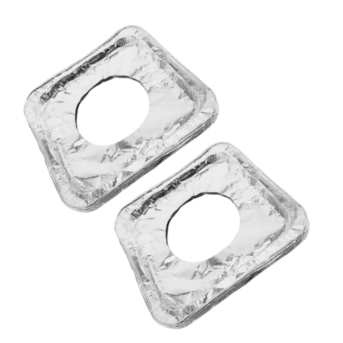 Operitacx 100 Stück Teiliges Aluminiumfolie Brennerabdeckungen Quadratisch Ölbeständig Verstellbare Strapazierfähiger Herdschutz für Gasherde Platzsparend und Leicht zu Lagern von Operitacx