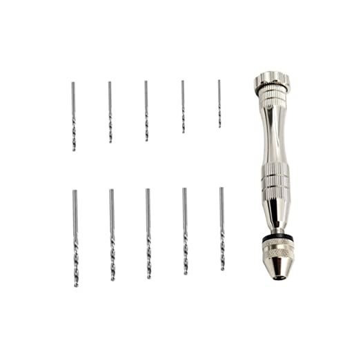 Operitacx 11 Stück Teiliges Handbohrer Silberner Aluminium Vise Hand Drill mit Micro Bohrern Manuelles Drehwerkzeug für Bernstein Walnuss und DIY Modellbau Langlebig und Zeitsparend Operitacx 11 Stück Teiliges Handbohrer Silberner Aluminium Vise Hand Drill mit Micro Bohrern Manuelles Drehwerkzeug für Bernstein Walnuss und DIY Modellbau Langlebig und Zeitsparend von Operitacx