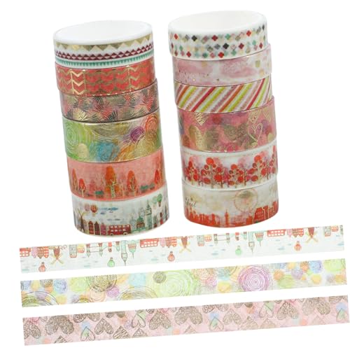 Operitacx 12 Rollen Dekoratives Washi Tape mit Goldener Prägung Leichtes Bastelband für DIY Scrapbooking Journals Geschenkverpackung Selbstklebend Rückstandsfrei Entfernbar Vielseitig von Operitacx