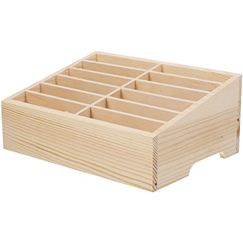 Operitacx 12 Slots Büro Handy Organisationsbox Holz Multi-Grid Handy Aufbewahrungsbox Handy Aufbewahrungsbox Schule von Operitacx