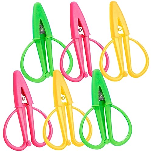 Operitacx 12 Stück Teiliges Mini Sicherheits Scheren mit Ergonomischen Griffen Spitz Zulaufend für Präzises Schneiden Farbig Gelb Grün für Nähen Basteln Reisen und DIY Projekte von Operitacx