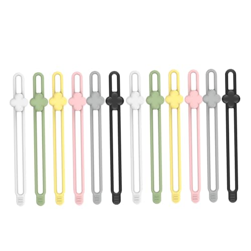 Operitacx 12 Stück Teiliges Selbstklebende Silikon Kabelbinder Wiederverwendbare Kabel Organizer mit Elastischem Verschluss Strapazierfähige Kabelhalter für Schreibtisch Büro und Zuhause von Operitacx