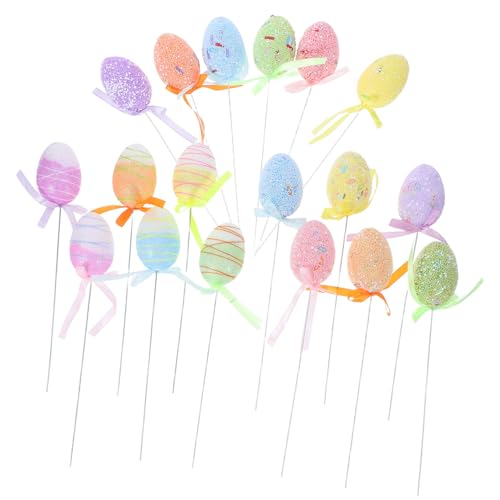 Operitacx 18 Stück Teiliges Realistische Eier Schaumstoff Bunte Gartenstecker zur Bodeneinsetzung Wetterfeste Osterdekoration für Außenbereich Farbenfrohe Frühlingsdeko für Rasen von Operitacx