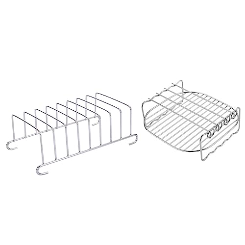 Operitacx 1Satz Teiliges Frittiergrill Zubehör für Heißluftfritteuse Hochtemperaturbeständiger Grillrost und Toastständer Leicht zu Reinigen Platzsparend Rostfrei von Operitacx